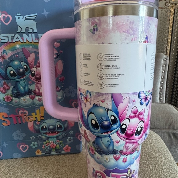 Stanley Stitch Themed in pastel purple 40oz Tumbler with Handle. New. - Picture 4 of 8